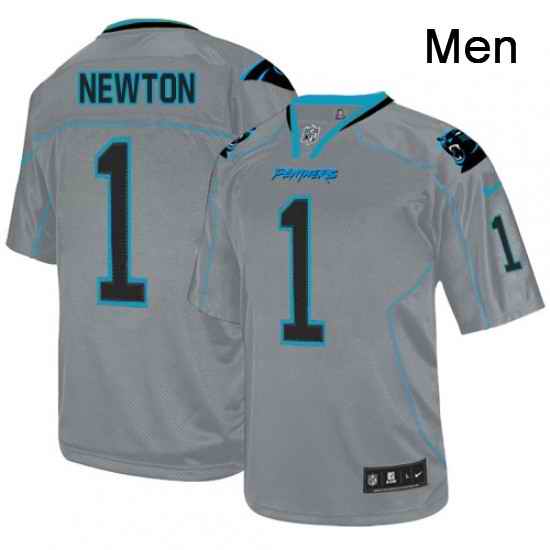 Mens Nike Carolina Panthers 1 Cam Newton Elite Lights Out Grey NFL Jersey